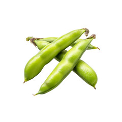 Fresh Green Broad Beans, Fava Beans, Vicia Faba, Close-up Studio Shot on Black Background