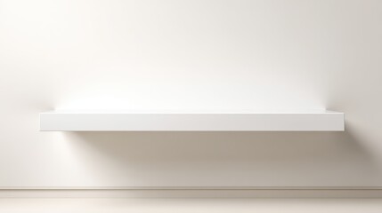 Minimalist White Shelf on Wall for Product Display or Interior Mockup, Simple Modern Design