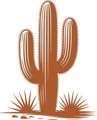 Classic desert cactus graphic illustration showcasing traditional arid plant beauty