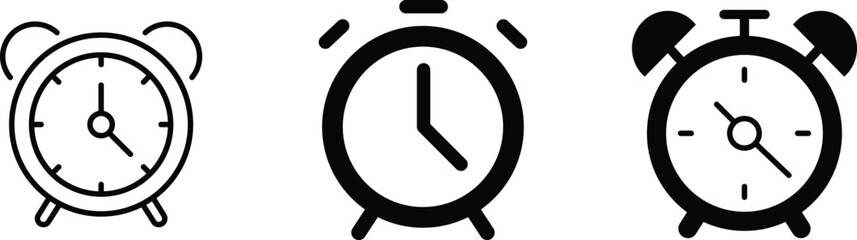 Alarm Clock, Time, Schedule, Wake Up, Bell, Reminder, Timer Icon Set