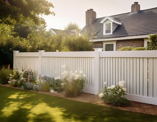 backyard privacy solution with white plastic fence