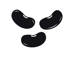 Black Kidney Beans Vector Icon - Raw Legumes & Vegetarian Protein Source