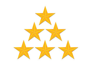 Five 3D Stars customer feedback concept, 5 stars Rating review, Rating stars icon, Top quality, Five star sign - Isolated on Transparent Cutout PNG
