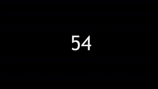 60 second countdown timer animation on transparent background. sixty second countdown timer with alpha channel.
