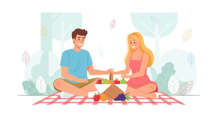 Couple Enjoying A Leisurely Picnic, Nature, Affection, Summer, Joyful Moments Outside