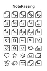 Doodle Note Passing A Collection of Hand-Drawn Paper Icons for Messages