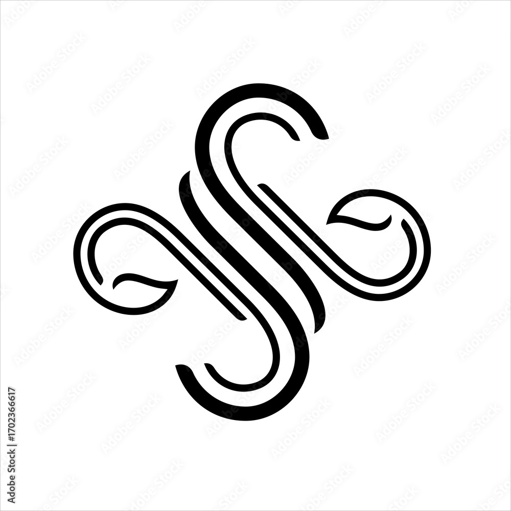 Aufkleber luxury font s logo icon vector with leaf element in line style design