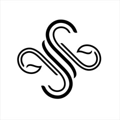 Luxury font S logo icon vector with leaf element in line style design