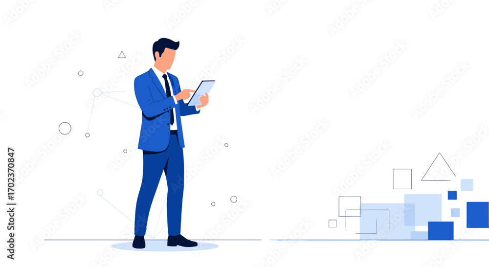 Aufkleber digital visualization of a representative analyzing information using modern technology