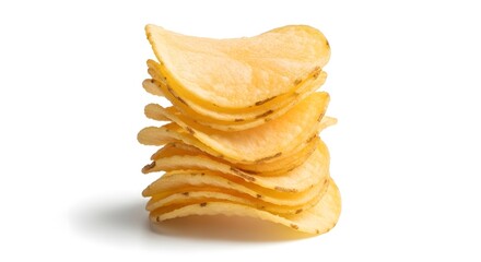 Potato Chips Stack, Crispy Snacks, Food Photography, Closeup (AI Generated)