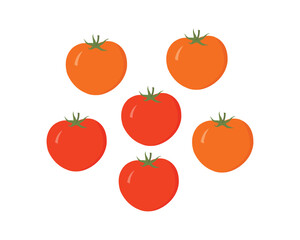 Red and Yellow Tomatoes Vector – Fresh Whole Tomato Illustration for Organic Vegetable Design