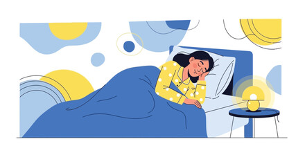 Obraz premium Dreamlike Slumber: A Serene Illustration of Deep Sleep and Peaceful Rest