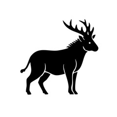 Majestic black silhouette of a deer with impressive antlers