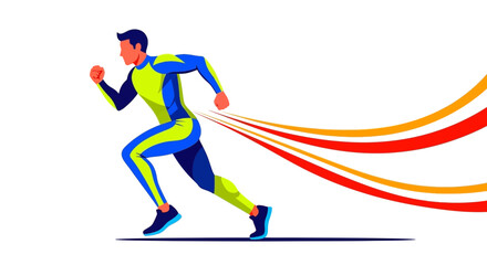 Fototapeta premium Dynamic Runner Demonstrating Velocity and Power with Streamlined Colorful Energy