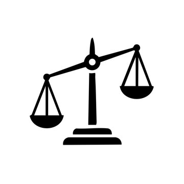 Classic black icon of a tilted balance scale representing imbalance