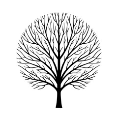 Naklejka premium Minimalist vector illustration of a bare tree with circular branching pattern