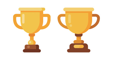 A pair of golden trophies, symbolizing achievement, success, victory, reward, and a winning performance or competition.