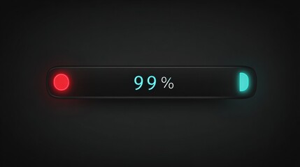 Progress Bar Reaching 99 Percent With Red Start Indicator and Blue Finish Indicator on a Dark Gray Background