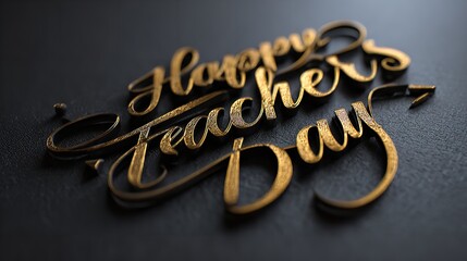 Happy Teacher's Day: Elegant Gold Lettering Design