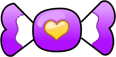 Purple Heart Candy Halloween Cute Cartoon Illustration