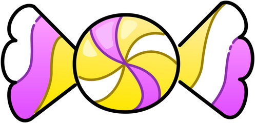Purple Swirl Wrapped Candy Halloween Cute Cartoon Illustration