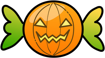 Jack-O-Lantern Wrapped Candy Halloween Cute Cartoon Illustration