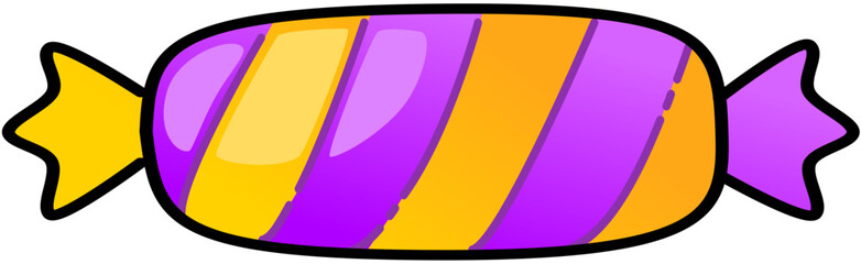 Wrapped Striped Candy Purple Orange Halloween Cute Cartoon Illustration