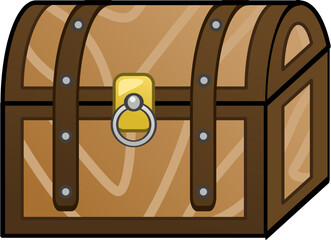 Treasure Chest Wooden Box Pirate Loot Cute Cartoon Illustration