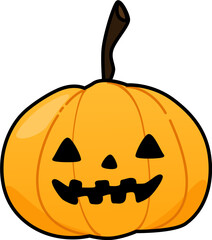 Jack-O-Lantern Smiling Carved Pumpkin Halloween Cute Cartoon Illustration