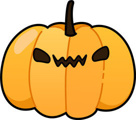 Jack-O-Lantern Angry Pumpkin Face Halloween Cute Cartoon Illustration