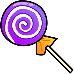 Purple Swirl Lollipop Candy Cute Cartoon Illustration