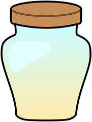Jar Glass Wooden Lid Pastel Blue Yellow Cute Cartoon Illustration