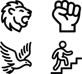 Fototapeta premium Empowerment and Aspirations Metaphor Bold Icons Representing Strength, Freedom, Ambition, and Progress Leading to Success and Personal Growth