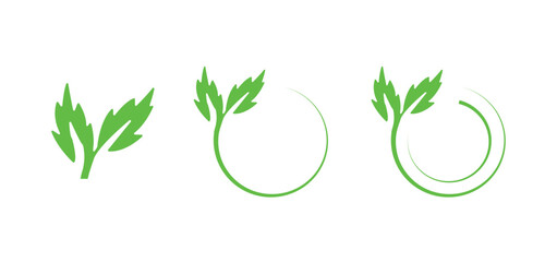 Eco nature circle icon set. leaf, water, plant, globe symbol. eco nature circle for environmental, sustainable, organic, and nature-related branding or design project.