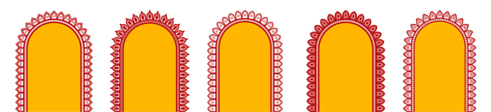 Traditional Durga Puja Chali Design with Red Borders and Yellow Background