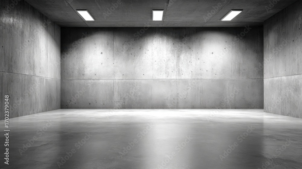 Poster abstract concrete room with geometric design and lighting creating depth and texture for creative de