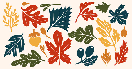 Autumn Falling Leaves Clip Art for Fall Background, maple leaf, dry leaf, autumn trees, flower vector, autumn leaves icon, or leaf logo in svg vector © kawacreative