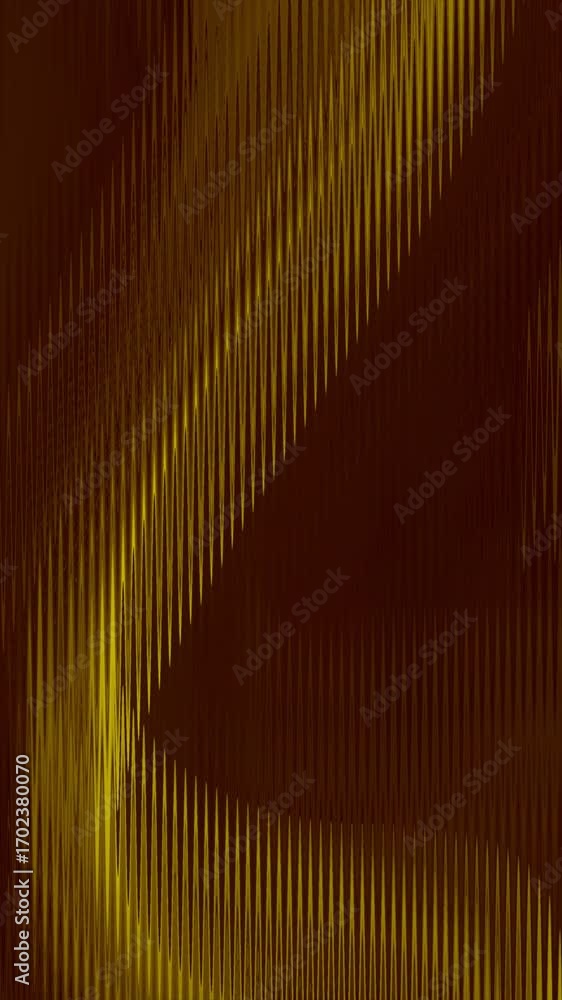 Poster dynamic abstract background with shimmering gold lines and smooth curves on a deep brown textured ca