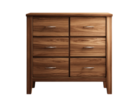 Wooden chest drawers with metallic handles furniture storage image, Isolated On Png Transparent Background
