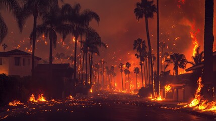 A photo of the "Hummer Ruby" storm, raging through San Diego's palm tree-filled streets at night