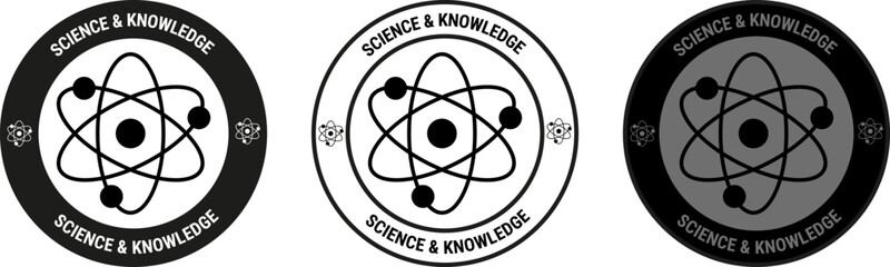 Science and Knowledge Atom Emblem Set with Circular Frames