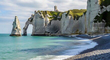 Majestic Cliffs of Etretat Normandy France.