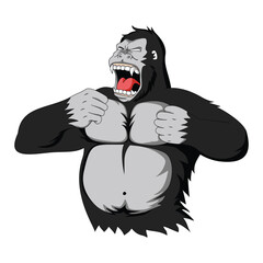 angry king Kong cartoon design. gorilla animal.