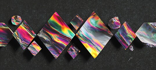 Abstract iridescent diamonds on black background for modern art print and wallpaper design trend 2024