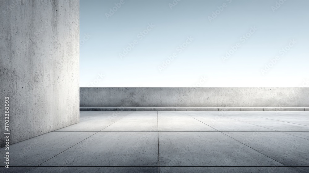 Poster minimalist concrete architecture with open sky: modern building exterior for design and creative moc