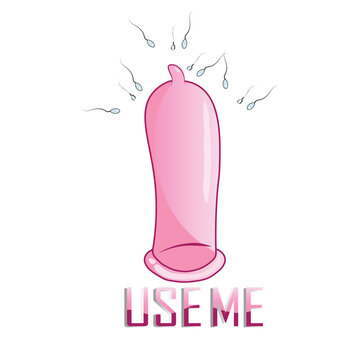 Vector illustration Condom Art holding a heart