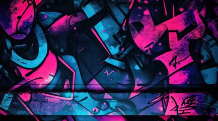 Graffiti-inspired background with a color theme of black, neon blue, purple, and pink