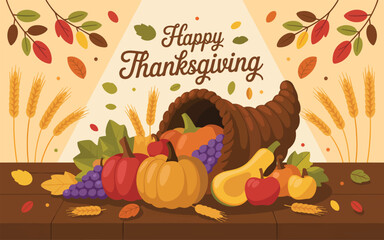 Happy Thanksgiving background flat vector illustration