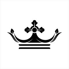 elegant crown logo icon vector with leaf element in flat style design