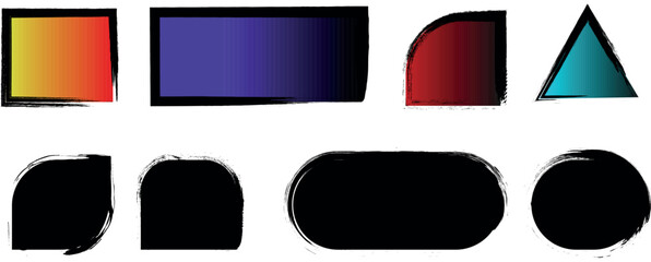 Comprehensive Collection of Vintage Label and Badge Shapes – Gradient-Colored Vector Templates with Scribed Brush Effects for Patches, Insignias, and Stylish Overlays